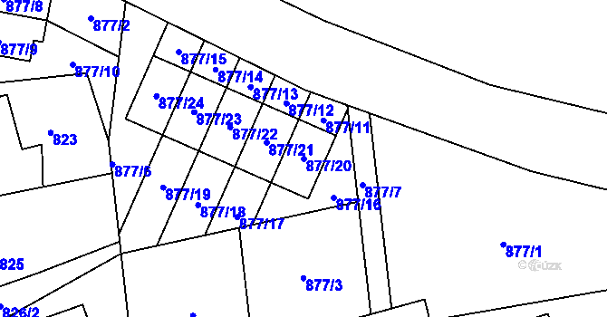 Parcela st. 877/20 v KÚ Dubeč, Katastrální mapa
