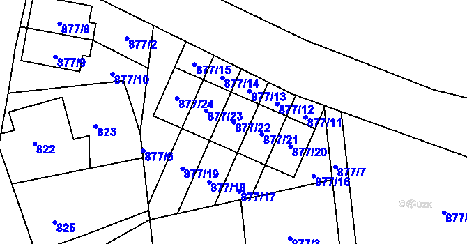 Parcela st. 877/22 v KÚ Dubeč, Katastrální mapa