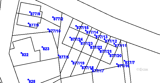 Parcela st. 877/23 v KÚ Dubeč, Katastrální mapa