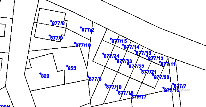 Parcela st. 877/24 v KÚ Dubeč, Katastrální mapa