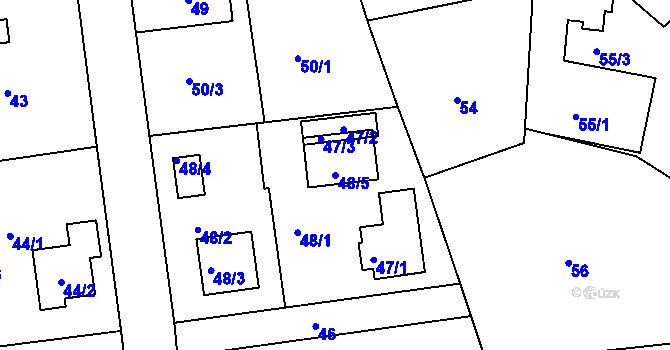 Parcela st. 48/5 v KÚ Dubeč, Katastrální mapa