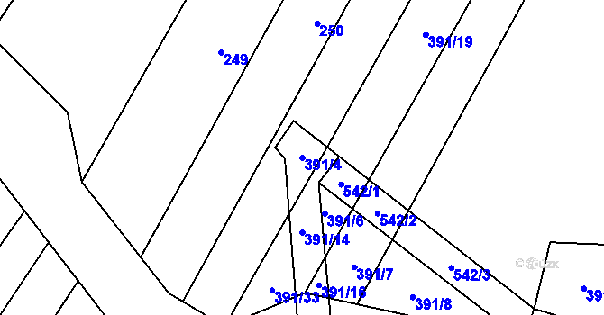 Parcela st. 391/4 v KÚ Dubějovice, Katastrální mapa