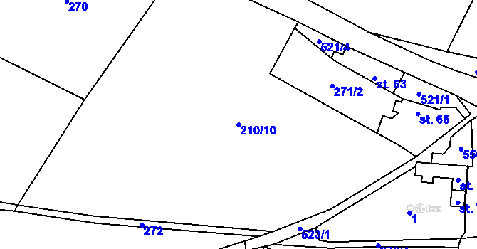 Parcela st. 210/10 v KÚ Dubějovice, Katastrální mapa