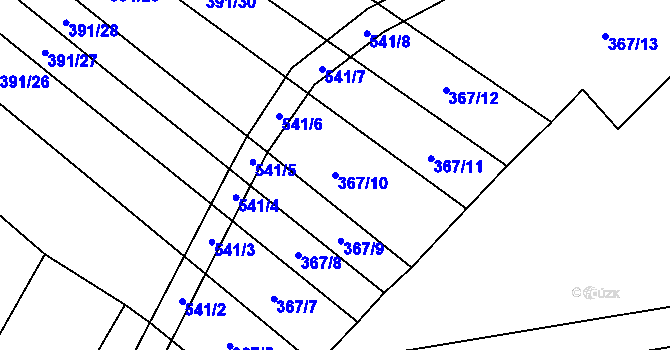 Parcela st. 367/10 v KÚ Dubějovice, Katastrální mapa