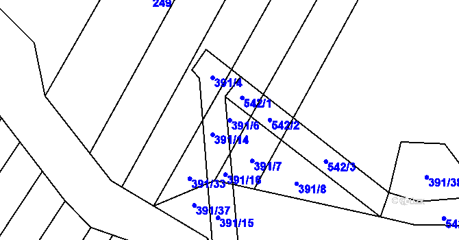 Parcela st. 391/6 v KÚ Dubějovice, Katastrální mapa