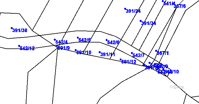 Parcela st. 391/11 v KÚ Dubějovice, Katastrální mapa