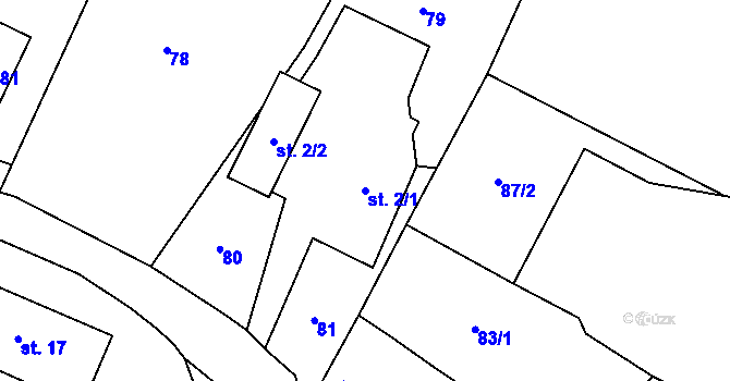 Parcela st. 2/1 v KÚ Dubějovice, Katastrální mapa