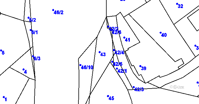 Parcela st. 43 v KÚ Bytíz, Katastrální mapa