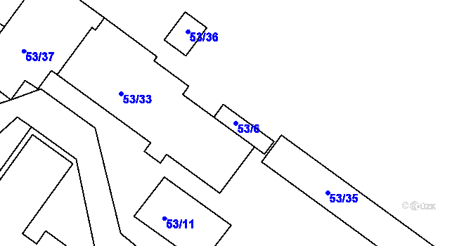 Parcela st. 53/6 v KÚ Bytíz, Katastrální mapa