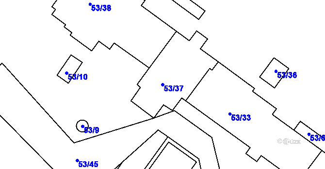 Parcela st. 53/37 v KÚ Bytíz, Katastrální mapa