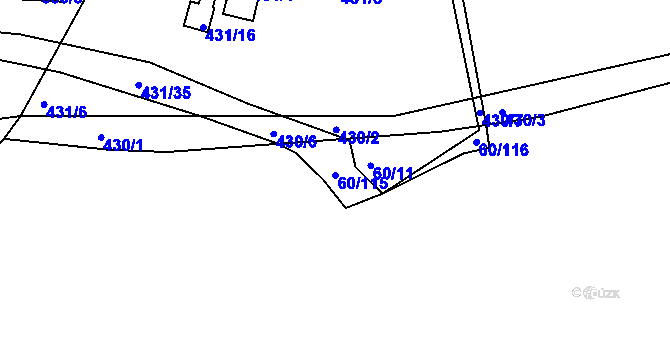 Parcela st. 60/115 v KÚ Bytíz, Katastrální mapa