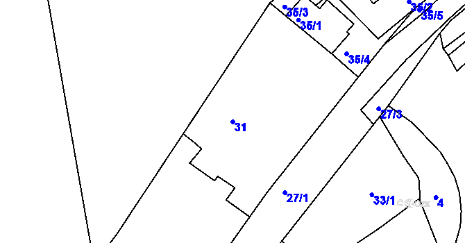 Parcela st. 31 v KÚ Dubenec u Příbramě, Katastrální mapa
