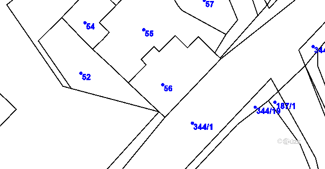 Parcela st. 56 v KÚ Dubenec u Příbramě, Katastrální mapa
