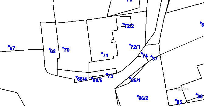 Parcela st. 71 v KÚ Dubenec u Příbramě, Katastrální mapa