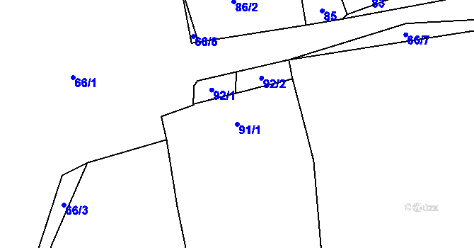 Parcela st. 91/1 v KÚ Dubenec u Příbramě, Katastrální mapa