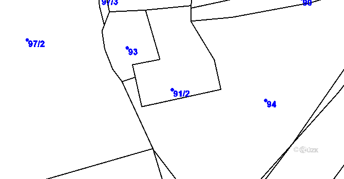 Parcela st. 91/2 v KÚ Dubenec u Příbramě, Katastrální mapa