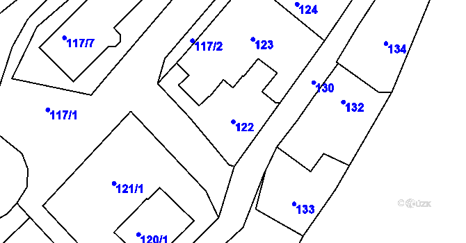 Parcela st. 122 v KÚ Dubenec u Příbramě, Katastrální mapa