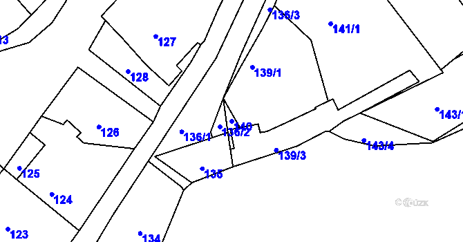 Parcela st. 140 v KÚ Dubenec u Příbramě, Katastrální mapa