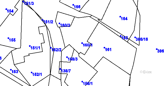 Parcela st. 160/1 v KÚ Dubenec u Příbramě, Katastrální mapa