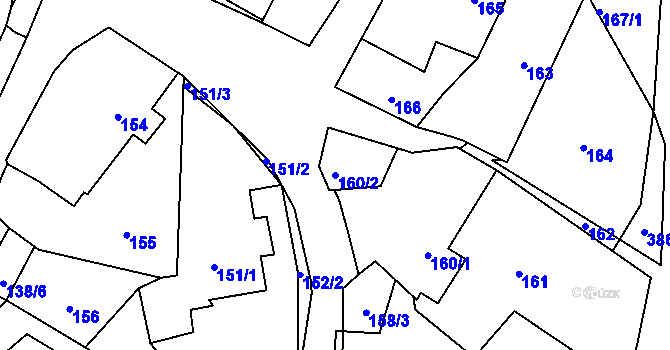 Parcela st. 160/2 v KÚ Dubenec u Příbramě, Katastrální mapa