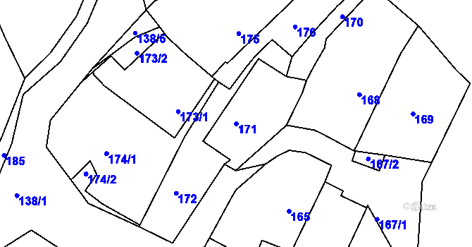 Parcela st. 171 v KÚ Dubenec u Příbramě, Katastrální mapa
