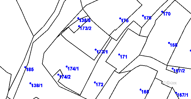 Parcela st. 173/1 v KÚ Dubenec u Příbramě, Katastrální mapa