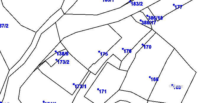 Parcela st. 175 v KÚ Dubenec u Příbramě, Katastrální mapa