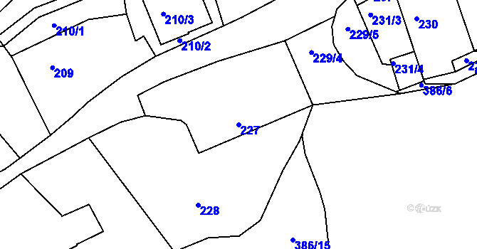 Parcela st. 227 v KÚ Dubenec u Příbramě, Katastrální mapa