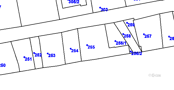 Parcela st. 255 v KÚ Dubenec u Příbramě, Katastrální mapa