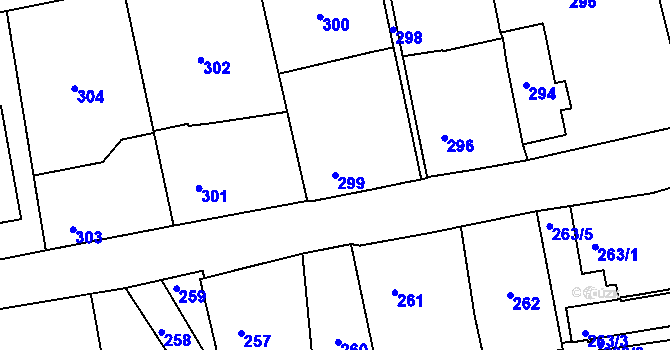 Parcela st. 299 v KÚ Dubenec u Příbramě, Katastrální mapa