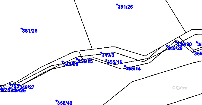 Parcela st. 349/3 v KÚ Dubenec u Příbramě, Katastrální mapa