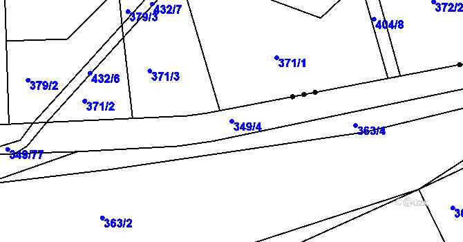 Parcela st. 349/4 v KÚ Dubenec u Příbramě, Katastrální mapa