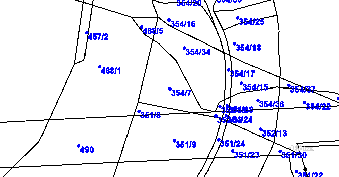 Parcela st. 354/7 v KÚ Dubenec u Příbramě, Katastrální mapa
