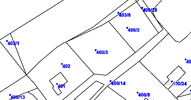 Parcela st. 400/3 v KÚ Dubenec u Příbramě, Katastrální mapa