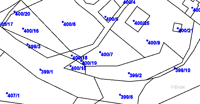 Parcela st. 400/7 v KÚ Dubenec u Příbramě, Katastrální mapa