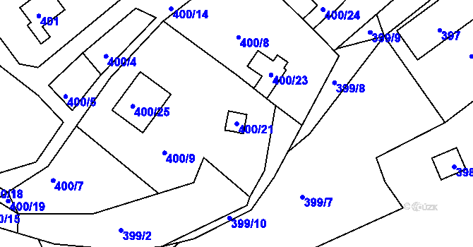 Parcela st. 400/21 v KÚ Dubenec u Příbramě, Katastrální mapa