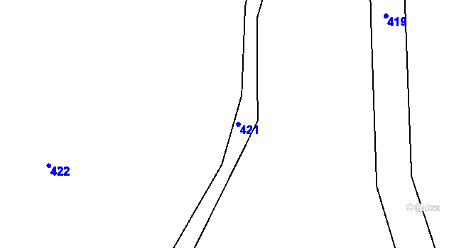 Parcela st. 421 v KÚ Dubenec u Příbramě, Katastrální mapa