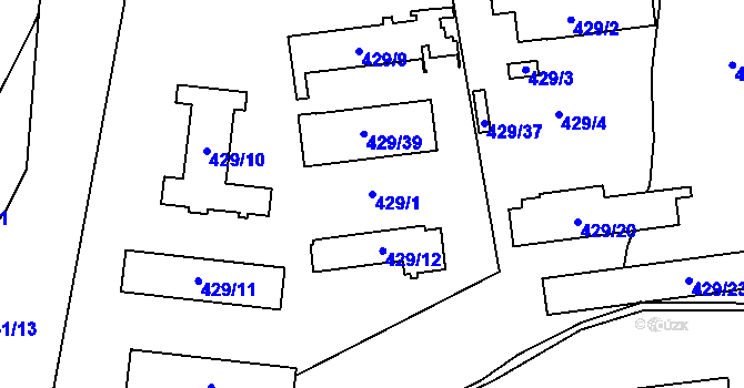 Parcela st. 429/1 v KÚ Dubenec u Příbramě, Katastrální mapa