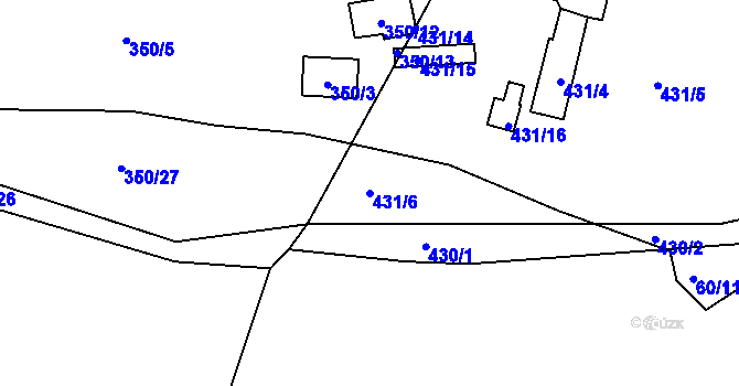 Parcela st. 431/6 v KÚ Dubenec u Příbramě, Katastrální mapa