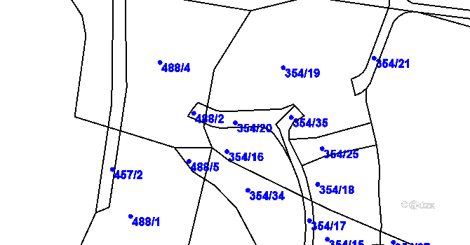 Parcela st. 354/20 v KÚ Dubenec u Příbramě, Katastrální mapa