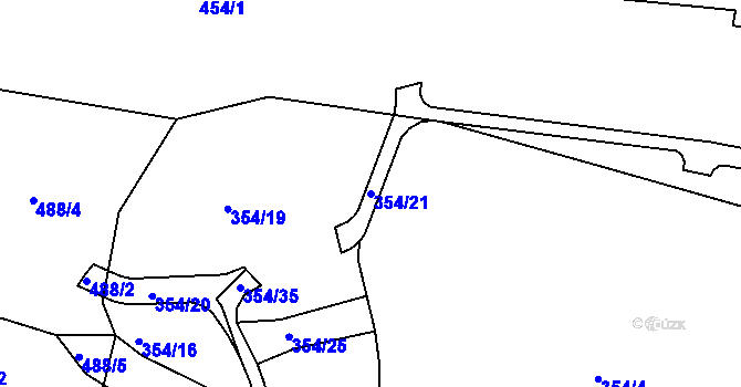 Parcela st. 354/21 v KÚ Dubenec u Příbramě, Katastrální mapa