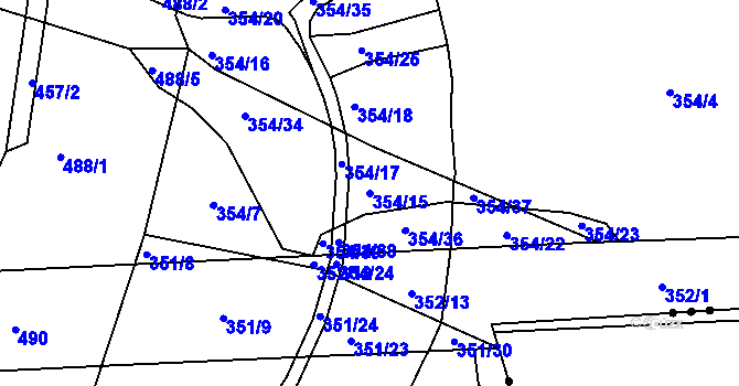 Parcela st. 354/15 v KÚ Dubenec u Příbramě, Katastrální mapa