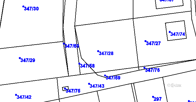 Parcela st. 347/28 v KÚ Dubenec u Příbramě, Katastrální mapa