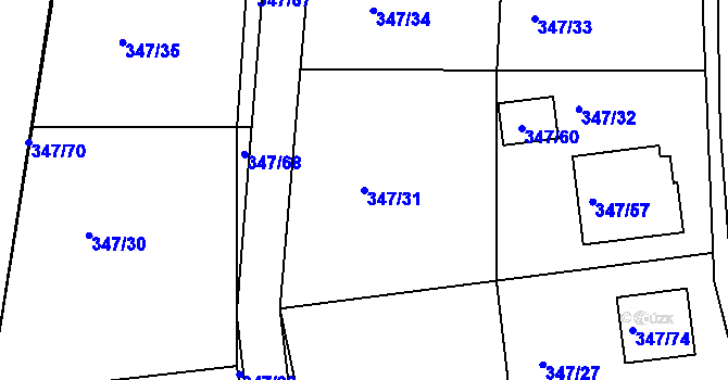 Parcela st. 347/31 v KÚ Dubenec u Příbramě, Katastrální mapa