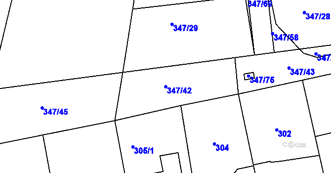 Parcela st. 347/42 v KÚ Dubenec u Příbramě, Katastrální mapa