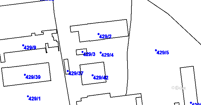 Parcela st. 429/4 v KÚ Dubenec u Příbramě, Katastrální mapa