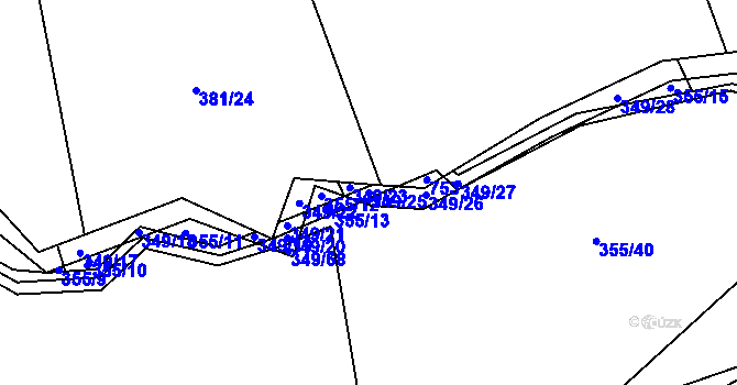 Parcela st. 349/25 v KÚ Dubenec u Příbramě, Katastrální mapa