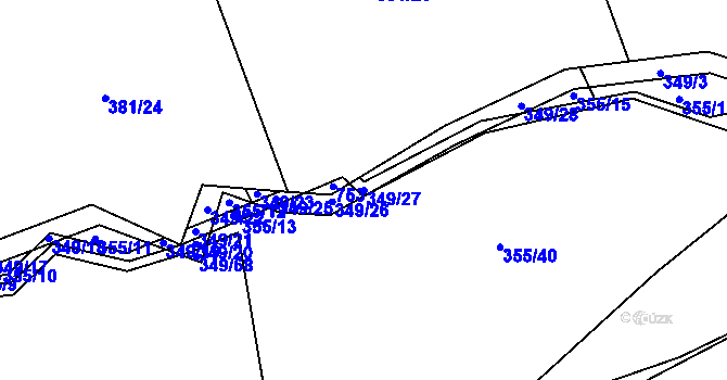 Parcela st. 349/27 v KÚ Dubenec u Příbramě, Katastrální mapa