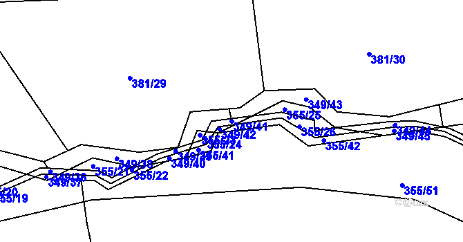 Parcela st. 349/41 v KÚ Dubenec u Příbramě, Katastrální mapa