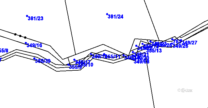 Parcela st. 355/11 v KÚ Dubenec u Příbramě, Katastrální mapa